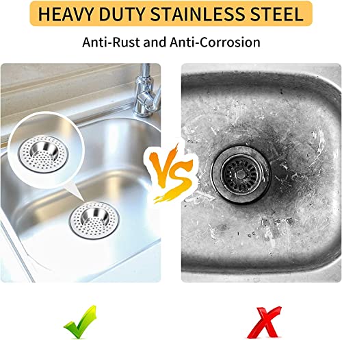 Tepengdie Stainless Steel Kitchen Sink Strainer Plug, Standard Strainer Drain Protector for Bathroom/Kitchen, Hair Catcher for Bathtub/Shower 3 inches 7.5 cm by Tomario 2 Pcs