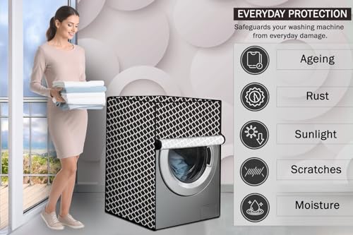 Image of Stylista Washing Machine Cover Compatible for Bosch 8 KG Fully-Automatic Front Loading WAJ28262IN, Check Grey
