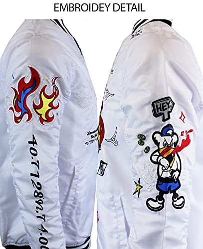 Image of SCREENSHOT Hip-Hop Urban NYC Fashion Bomber Jacket - Modern Outdoor Lightweight Streetwear Graffiti Print Zip Up Top