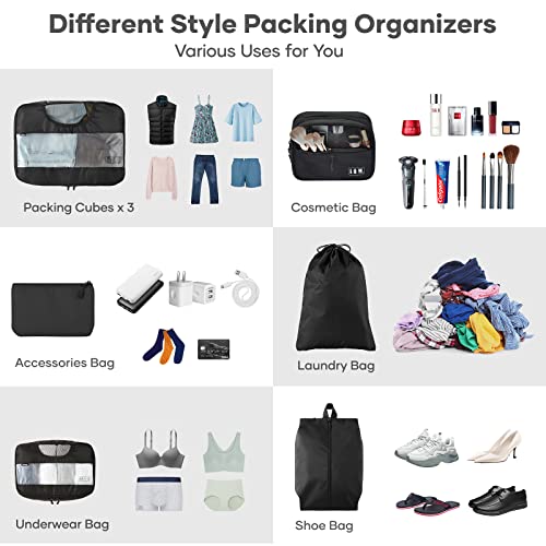 8 Set Of Various Colored Packing Cubes For Suitcases In 4 Sizes(Extra Large, Large, Medium, Small),Veken Packing Cubes For Travel Accessories Travel Essentials, Suitcase Organizer Bags Set, Luggage Organizer Bags For Carry On Suitcases #TOP2