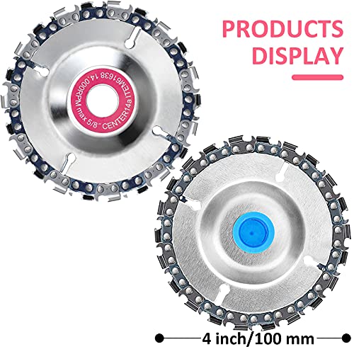 3 Pieces 5/8 Inch Wood Carving Chain Disc 4 Inch 22 Teeth Saw Blade Grinder Wood Carving Disc For 4 Inch/ 4-1/2 Inch Angle Grinder Grinding Shaping Attachment Circular Chainsaw Wheel #TOP1