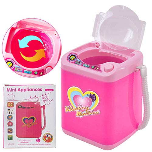 Pink Mini Makeup Brush Cleaner Device, Simulation Automatic Mini Plastic Washing Machine, Electronic Sponge and Powder Puff Deep Clean Machine Washing Tools for Girls Ladies