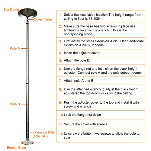 image for AolliePawer 45mm Upgraded Portable Dance Pole for Beginner and Profess