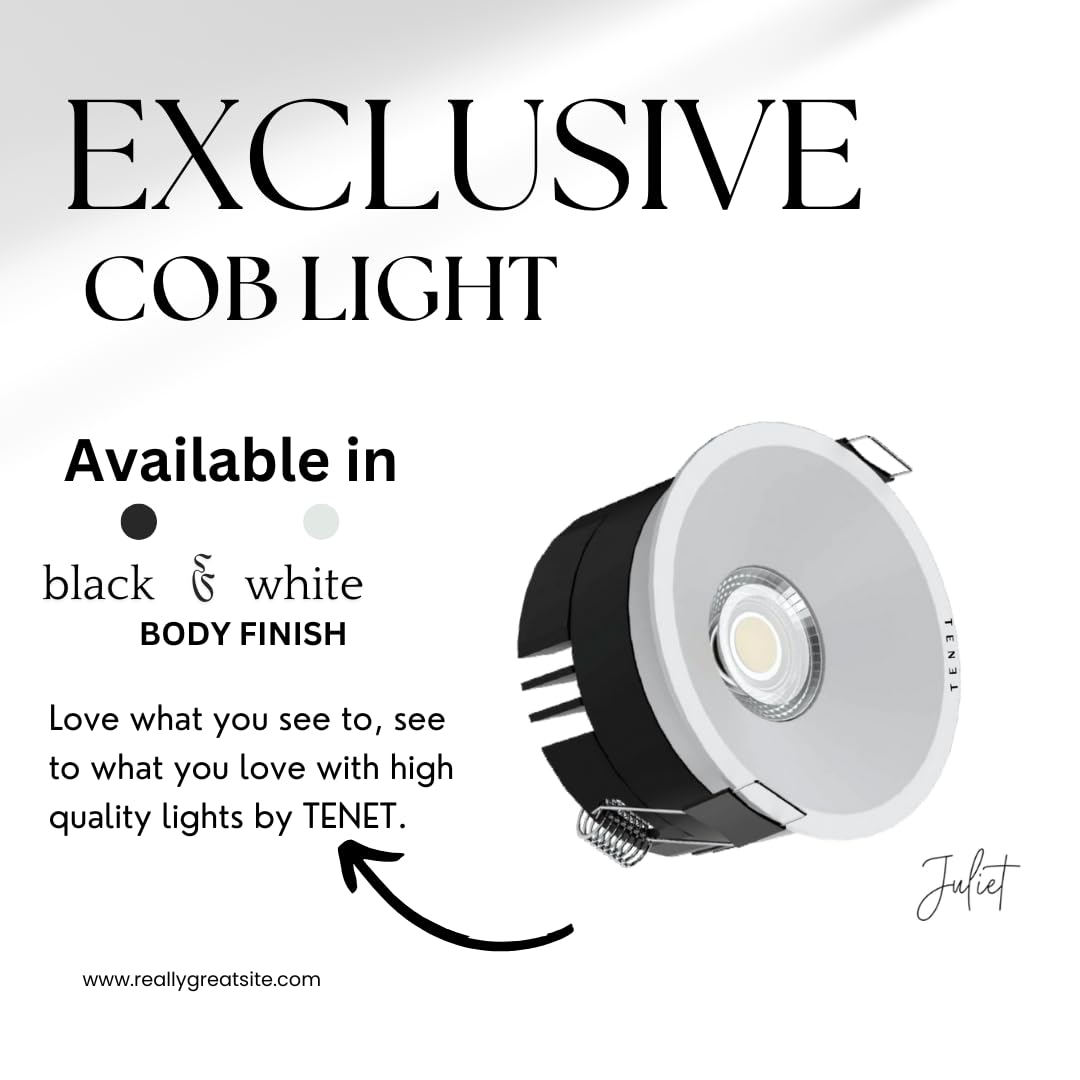 TENET Juliet COB Recessed Ceiling Light, Matte Black Round Downlight, COB Spot Light, Adjustable Spot Focus Down Ceiling Light (Antique, 4000K Warm White, Body Color:- Black Body, 12W, 1, Pack of 1) 1