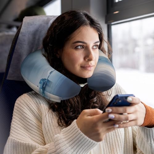 Almohada de viaje espuma viscoelástica en forma U negra miniatura 5