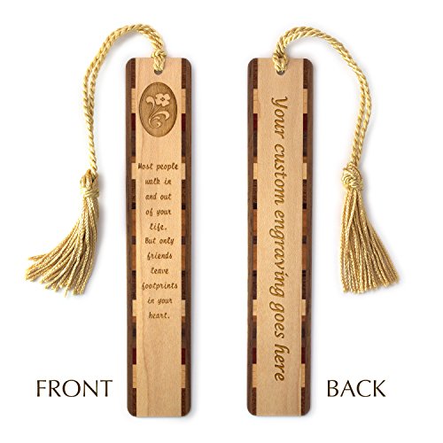 Personalized Friends Leave Footprints In Your Heart Quote, Engraved Wooden Bookmark - Made In Usa - Also Available Without Personalization #TOP1