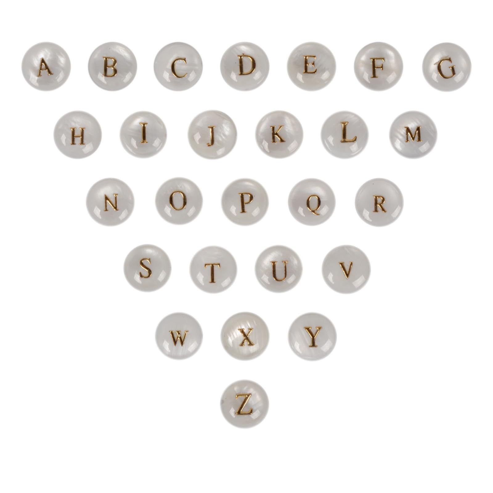 マザーオブパールシェル 8mm ラウンド 両面 AZ 英語 アルファベット ビーズ ホワイト シェル コイン ディスク 26個 英語 文字 DIY  ジュエリー メイキング ビーズ