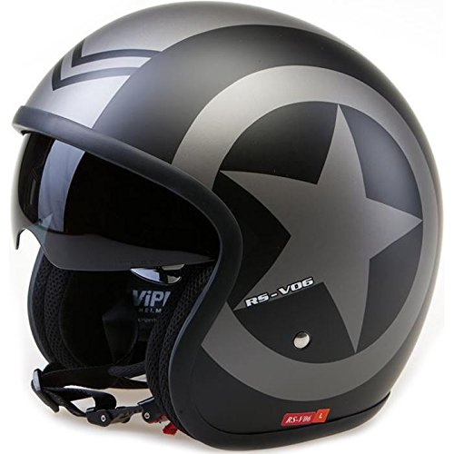 Viper RS-V06 Viso Aperto Casco Moto, Nero Opaco