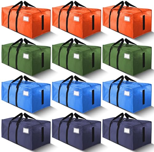 Image of HOMESURE Supports 200lbs Heavy Duty Moving Bags - Strong Zipper & Wrap-Around Handles - Water-Resistant Storage Totes, Durable Alternative to Moving Boxes- 12 Pack -Multi-Color System for Easy Sorting