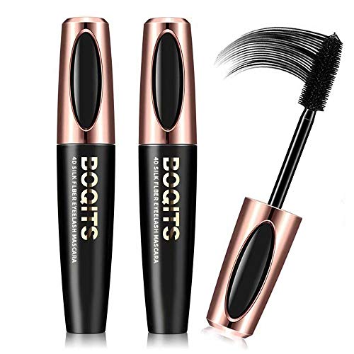 2Pcs 4D Silk Fiber Lash Mascara | Waterproof Extra Long Lash Eyelashes | Thick,Voluminous Eyelashes | Long Lasting | Smudge-proof | All Day Exquisitely Lush