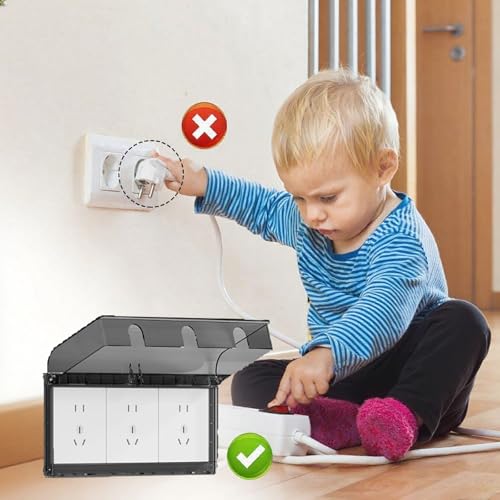 Image of Waterproof Switch Board Cover, Ultra Thin Design for Home and Commercial Use, Ideal for Bathroom Kitchen and Outdoor Protection, Black Translucent