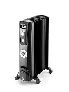 DeLonghi Oil-Filled Radiator Space Heater, Quiet 1500W, Adjustable Thermostat, 3 Heat Settings, Energy Saving, Safety Features, Black, Comfort Temp EW7707CBCA - Amazon product rated Grade A