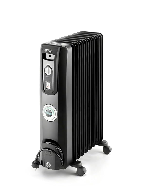 DeLonghi Oil-Filled Radiator Space Heater, Quiet 1500W, Adjustable Thermostat, 3 Heat Settings, Energy Saving, Safety Features, Black, Comfort Temp EW7707CBCA by De'Longhi - Used condition - CA$119.47