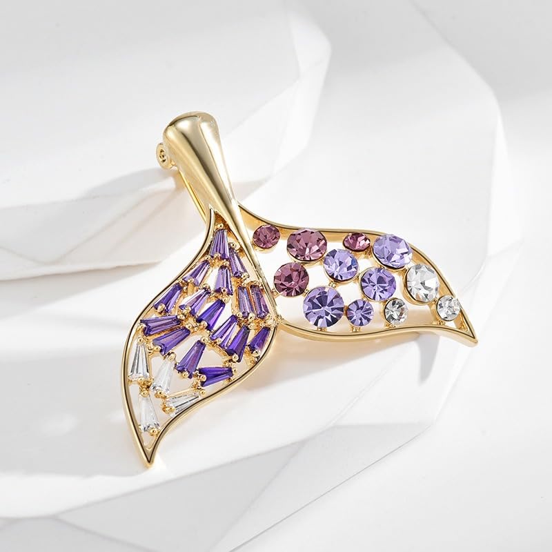 Image of Elegant Pearl Flower Designer Brooch Pins Broches Costume Jewelry For Women Fashion Christmas Gift (Mermaid Tail)