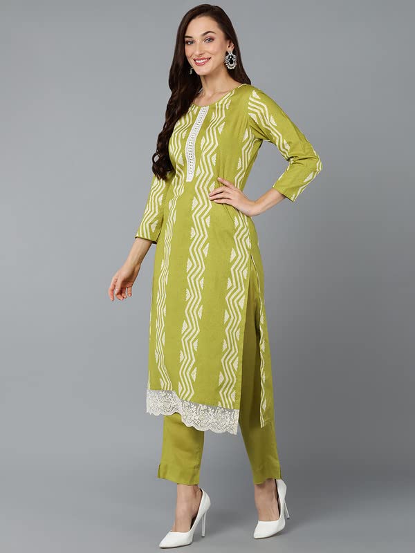 Image of Vaamsi Women's Silk Blend Geometric Printed Straight Kurta Pant with Dupatta