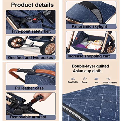 3 In 1 Kinderwagens, Draagbare Kinderwagen, Opvouwbare Kinderwagens Buggy, Tweeweg Implementatie, Demping Wielen, Kinderwagen Met Mama Tas En Regendekking (Color : Gray) - Afbeelding 4