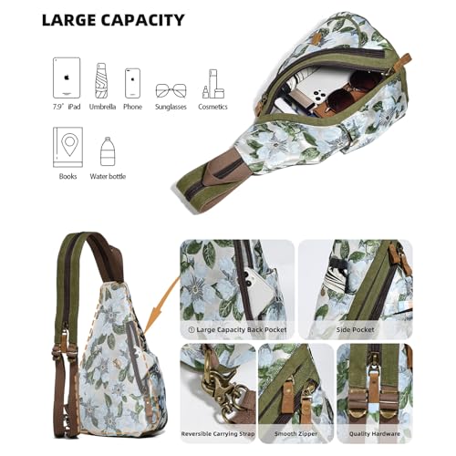 Image of KL928 Canvas Sling Bag - Small Crossbody Backpack Shoulder Casual Daypack Rucksack for Men Women