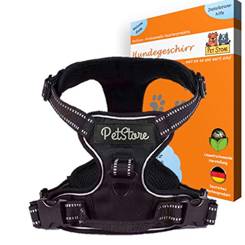 B2KY Hundegeschirr Große Hunde Brustgeschirr Sicherheitsgeschirr Laufgeschirr Anti Zug Atmungsaktiv Einstellbar No Pull Reflektierend Dog Harness Gepolstert Weich Große Mittlere Kleine Hunde [Gr. M] Cover