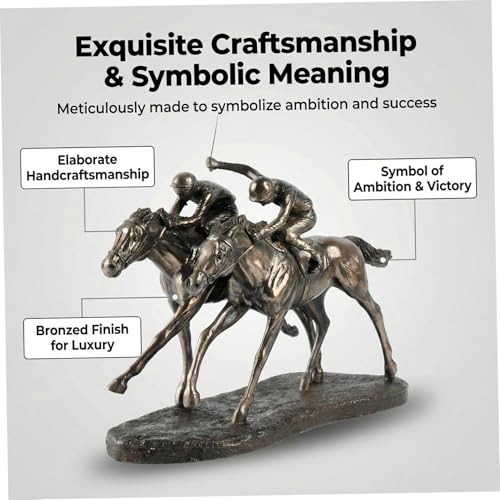 Statue de cheval en bronze et 2 jockeys pour décoration de maison moderne