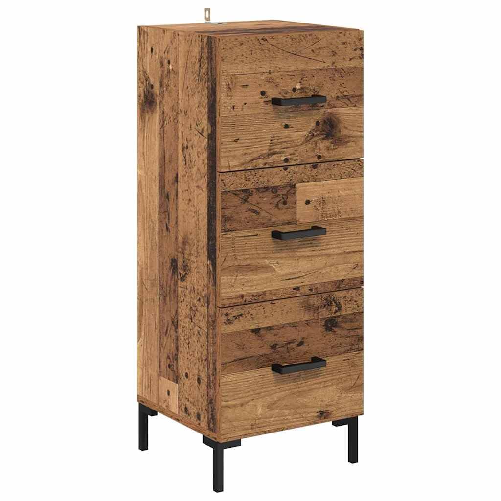 Générique Armadio alto in legno antico 34,5 x 34 x 180 cm, armadio da cucina moderno in legno di ingegneria con gambe in metallo, scaffale per sala da pranzo, design rettangolare