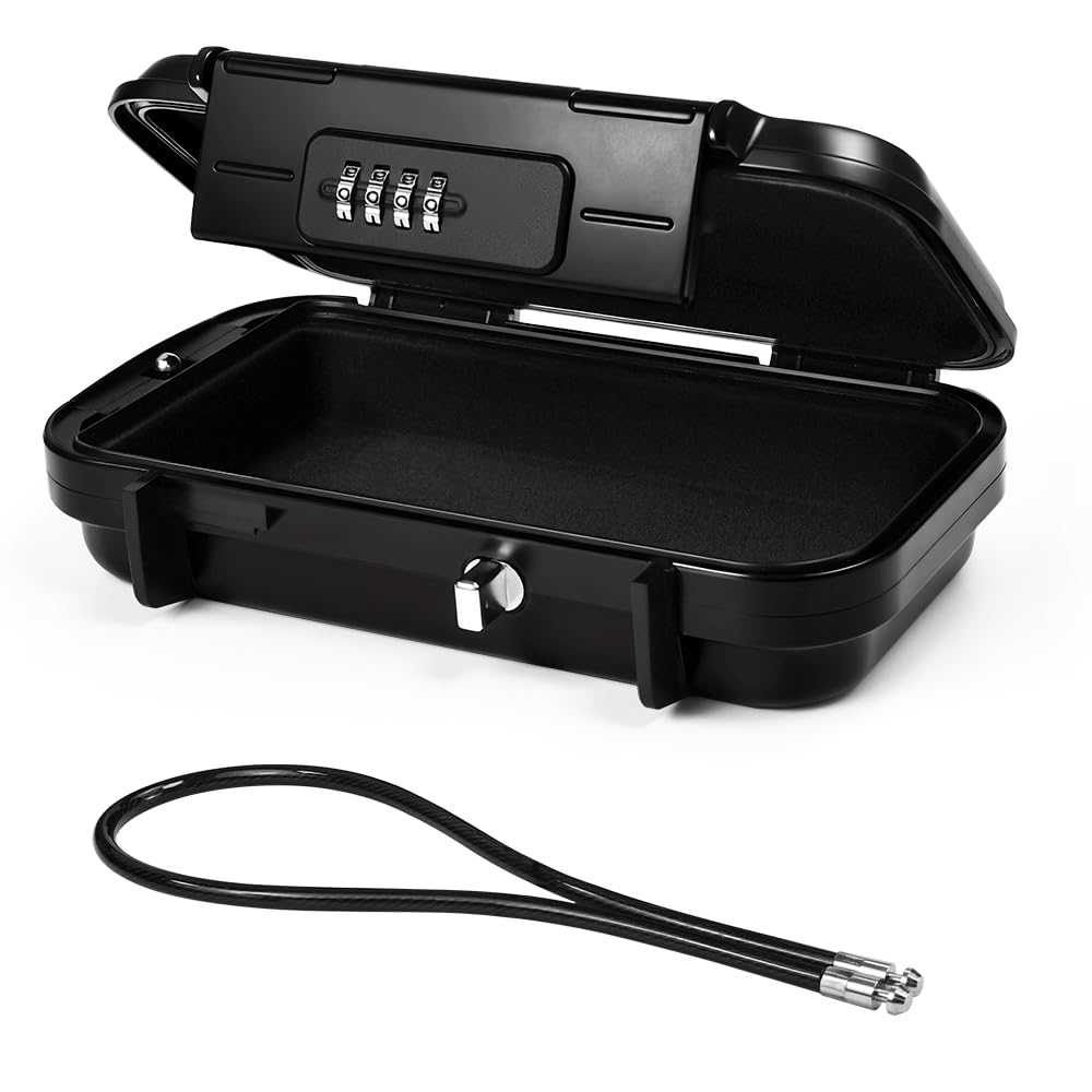 Cassaforte Portatile con Combinazione, Cassetta di Sicurezza Piccola con Codice Numerico, Mini Cassaforte Portatile con Rimovibile Fune per Spiaggia, Viaggi, Campeggio, Ufficio