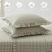 KKJIAF 2 Pcs Plaid Ruffle Pillow Case Standard Size, Cotton Gingham Ruffled Euro Sham Pillow Covers 20x26 Inch, Linen Feel Plaid Bed Pillow Shams with Envelope Closure for Sofa Bed (Sage Green Plaid)