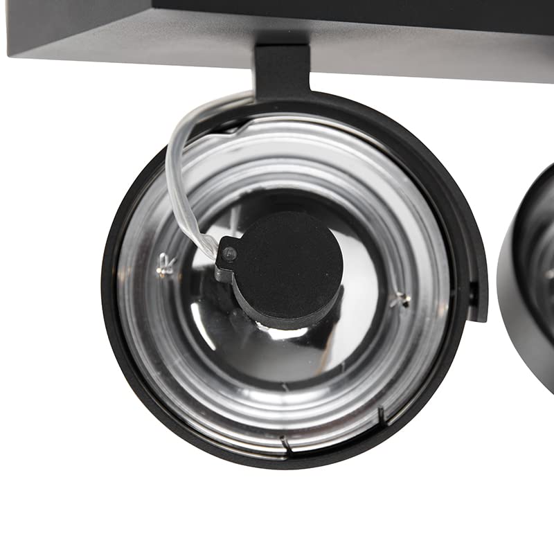 Qazqa Moderno Foco de diseño negro orientable 2 luces - Go Aluminio Rectangular Adecuado para LED Max. 2 x 3 Watt