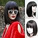 RUISENNA Women Black Bob Wigs Synthetic Yaki Hair Wigs Short Straight wig 100% Heat Resistant Fiber Wigs For African American