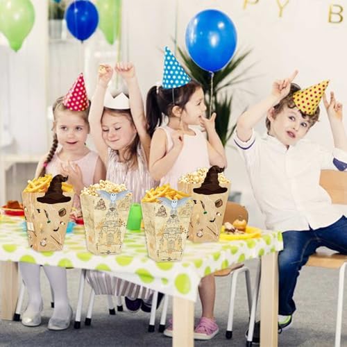 Image of Zliisang Magic Party Popcorn Boxes 20pcs Wizard Birthday Decorations Snack Treat Boxes for Kids Boys Girls Birthday Party Supplies Baby Shower Decorations