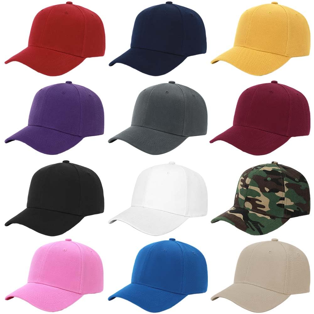 ZH Plain Adjustable Baseball Cap 12-Pack