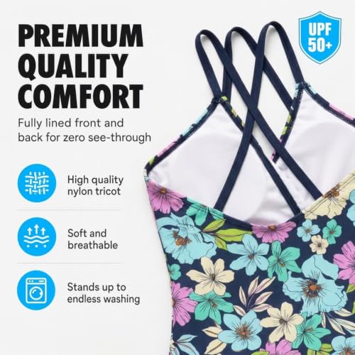Image of Kanu Surf Girls' Reese UPF 50 Beach Sport Criss-Cross One Piece Swimsuit