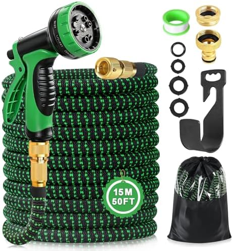 Expandable Garden Hose 15m 50ft, Flexible Hosepipe 10 Function Sp...