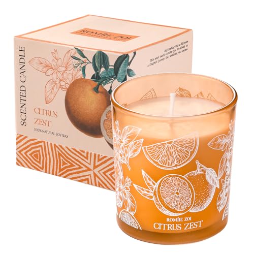 ROMIIE ZOI Scented Candle - Citrus - 6oz Aromatherapy Soy Wax Jar Candle for Home, Gifts for Women...