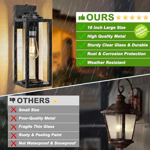Image of FILIYANO Large Dusk to Dawn Outdoor Wall Lights, 16 Inch, Modern, 2 Pack