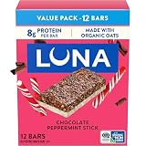 LUNA Bar - Chocolate Peppermint Stick Flavor - Gluten Free Snack Bars - Non-GMO - Protein Bars - Made with Organic Oats - Value Pack (12 Pack)