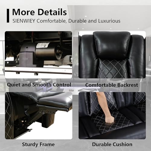 Sillón reclinable cuero negro con luz LED miniatura 5