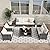 5 Piece Outdoor Patio Furniture Set with Coffee Table, Rattan Deck Conversation Sofa Set, All-Weather Sectional Rattan Sofa with Glass Top Coffee Table, Poolside, Garden, Porch, Grey + Earthy Gray