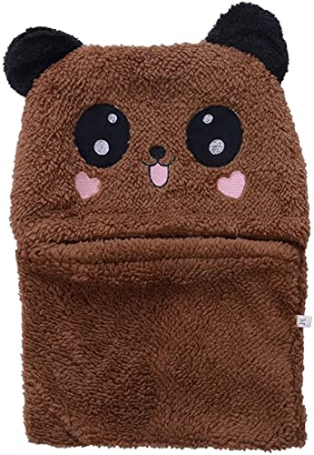 Image of TopiBaaz Cute Panda Cartoon Monkey Cap for Boys and Girls (Pack of 1) | Age - 6 Years to 12 Years |Free Size | Plush Wool | Winter Cap | Neck Scarf