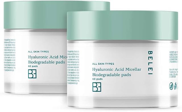 Belei Hyaluronic Acid & Micellar Biodegradable Cleansing Pads, 2 x 60 Pads