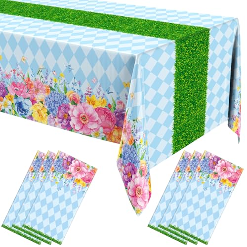 Oudain 6 Pcs Wonderland Plastic Tablecloth 108 x 54 Inches Tea Pa...