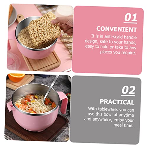 CAXUSD 1 Conjunto De Recipientes De Macarrão Instantâneo Tampas De Aço Inoxidável Para Micro-Ondas M