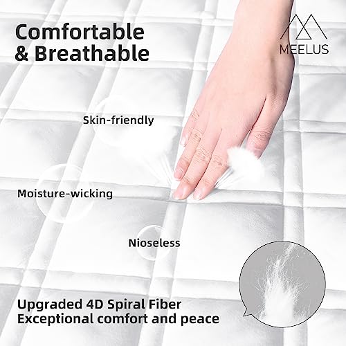 Meelus California King Size Mattress Pad Waterproof Breathable Mattress Protector Bed Cover Cooling Quilted Fitted Noiseless Deep Pocket Long Lasting Stain Protection Soft Absorbent Washable, White #TOP3