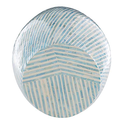 Linon Westly Mosaic Capiz Wood Drum Table In Light Blue #TOP7