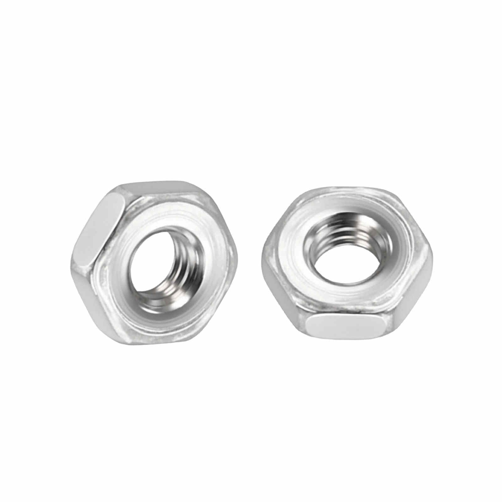 Kozelo 100pcs Hex Nuts - [M2.5-0.45] 304 Stainless Steel 18-8 (A2-70) Hardware Nuts for Mechanical Repair & Assembly, Standard Metric Coarse Thread Nut, Bright Finish, Silver