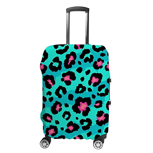 Housse de valise élastique protection bagage polyester imprimé léopard vert 18-32 pouces