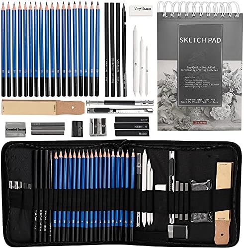 Drawing Pencils Sketch Art Set-40PCS Drawing and Sketch Set Includes 18 Sketching Graphite Pencils,Graphite and Charcoal Pencils,100Pages Sketch Pad and Accessories