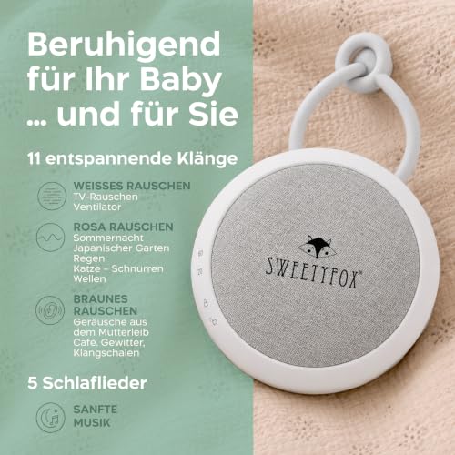 Sweety Fox White Noise Machine, Einschlafhilfe Kinder, Nachtlicht, Weiß – Ansicht 4