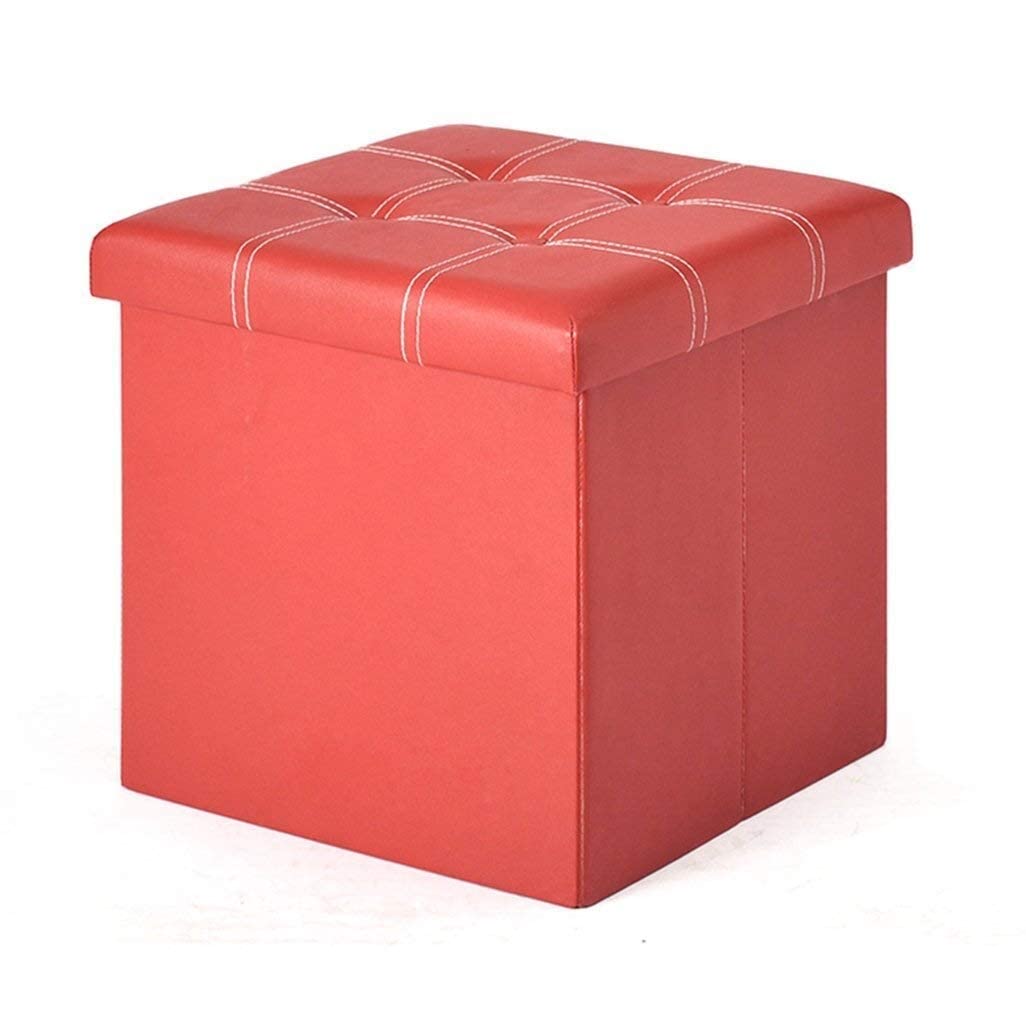 Banc de rangement PU rouge pour changer de chaussures