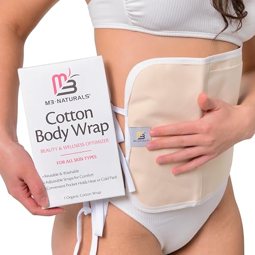 Image of Castor Oil Wrap - Organic Cotton, Reusable Adjustable Pack with Durable Straps and Leak-Resistant Outer Layer, Stomach Wrap for Castor Oil Detox and Wellness (Beige)