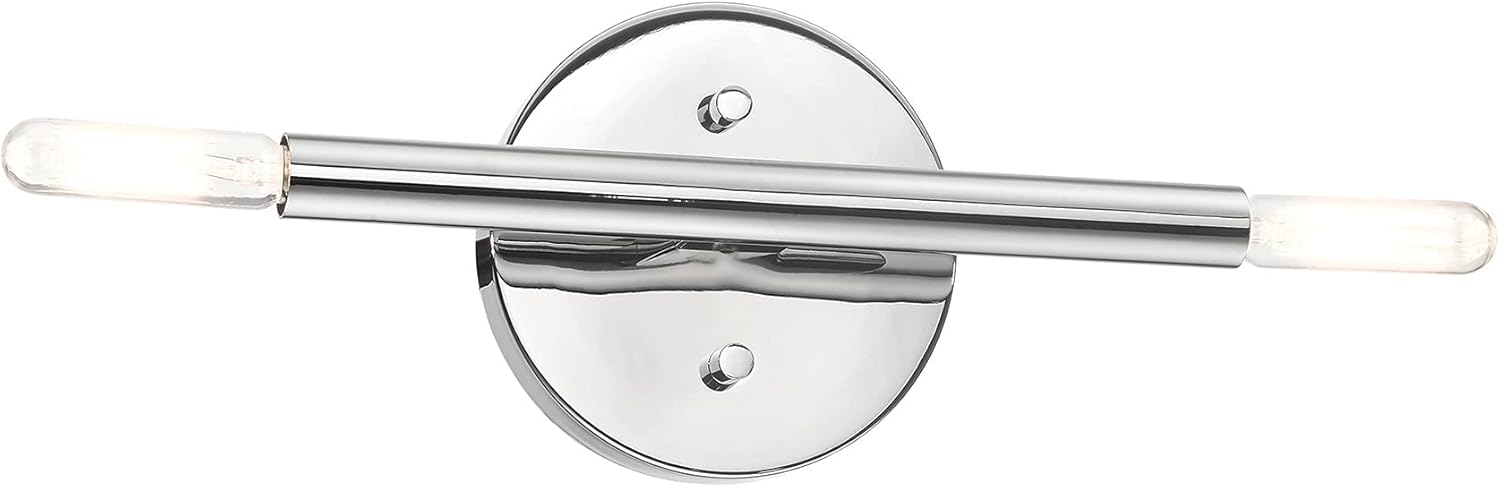 Livex Lighting 51172-05 Copenhagen Collection ADA 2-Light Wall Sconce Light with Exposed Bulbs, Polished Chrome
